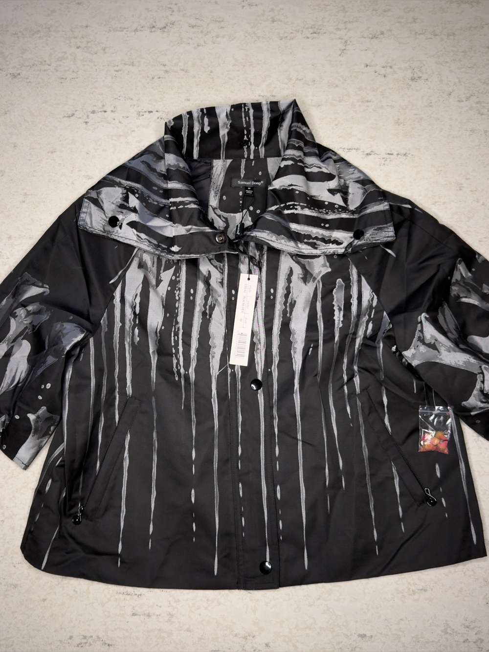 Samuel Dong Women's M Black Gray Iris Jacquard Jacket Floral Art Jacket